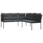 Sofá de jardín con cojines forma de L acero y textileno negro by , Outdoor sofas - Ref: Foro24-4008107, Price: 287,48 €, Disc...