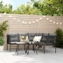 Sofá de jardín con cojines forma de L acero y textileno negro by , Outdoor sofas - Ref: Foro24-4008107, Price: 287,48 €, Disc...