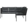 Sofá de jardín con cojines forma de L acero y textileno negro by , Outdoor sofas - Ref: Foro24-4008107, Price: 287,48 €, Disc...