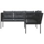 Sofá de jardín con cojines forma de L acero y textileno negro by , Outdoor sofas - Ref: Foro24-4008107, Price: 293,33 €, Disc...