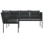Sofá de jardín con cojines forma de L acero y textileno negro by , Outdoor sofas - Ref: Foro24-4008107, Price: 287,48 €, Disc...
