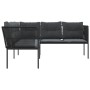 Sofá de jardín con cojines forma de L acero y textileno negro by , Outdoor sofas - Ref: Foro24-4008107, Price: 293,33 €, Disc...
