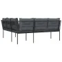 Sofá de jardín con cojines forma de L acero y textileno negro by , Outdoor sofas - Ref: Foro24-4008107, Price: 287,48 €, Disc...