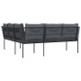 Sofá de jardín con cojines forma de L acero y textileno negro by , Outdoor sofas - Ref: Foro24-4008107, Price: 293,33 €, Disc...
