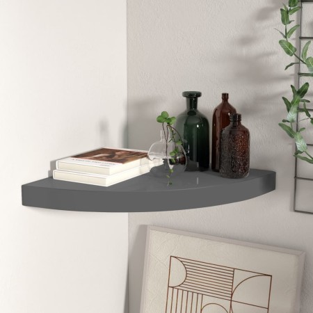 Eckregal aus glänzend grauem MDF, 35 x 35 x 3,8 cm von vidaXL, Regale und Regale - Ref: Foro24-323913, Preis: 30,17 €, Rabatt: %