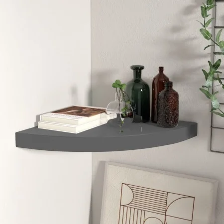Glossy gray MDF corner floating shelf 35x35x3.8 cm by vidaXL, Shelves and shelves - Ref: Foro24-323913, Price: 29,55 €, Disco...