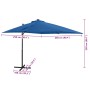 Sombrilla jardín voladiza palo y luces LED azul celeste 250 cm