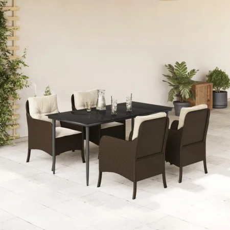 Set comedor de jardín 5 piezas y cojines ratán sintético marrón de , Conjuntos de jardín - Ref: Foro24-3211937, Precio: 530,3...