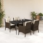 Set comedor de jardín 5 piezas y cojines ratán sintético marrón de , Conjuntos de jardín - Ref: Foro24-3211937, Precio: 511,35 €