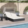 Tumbona doble con capota y cojines ratán sintético negro by , Loungers - Ref: Foro24-368637, Price: 260,32 €, Discount: %