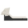 Tumbona doble con capota y cojines ratán sintético negro by , Loungers - Ref: Foro24-368637, Price: 260,32 €, Discount: %