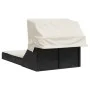 Tumbona doble con capota y cojines ratán sintético negro de , Tumbonas - Ref: Foro24-368637, Precio: 255,96 €, Descuento: %