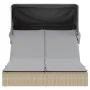 Tumbona doble con capota y cojines ratán sintético beige by , Loungers - Ref: Foro24-368640, Price: 275,80 €, Discount: %