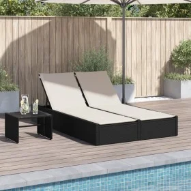 Doppel-Liegestuhl mit schwarzen Kunststoff-Rattan-Kissen. von , Liegen - Ref: Foro24-368628, Preis: 249,31 €, Rabatt: %