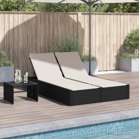 Tumbona doble con cojines ratán sintético negro de , Tumbonas - Ref: Foro24-368628, Precio: 253,97 €, Descuento: %