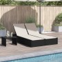 Tumbona doble con cojines ratán sintético negro de , Tumbonas - Ref: Foro24-368628, Precio: 253,64 €
