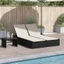 Tumbona doble con cojines ratán sintético negro de , Tumbonas - Ref: Foro24-368628, Precio: 249,97 €, Descuento: %