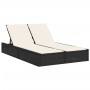Tumbona doble con cojines ratán sintético negro de , Tumbonas - Ref: Foro24-368628, Precio: 253,64 €