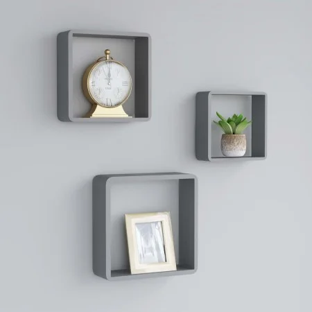 3 gray MDF wall cube shelves by vidaXL, Shelves and shelves - Ref: Foro24-323954, Price: 41,58 €, Discount: %