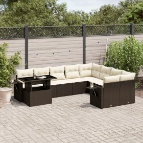 Set de sofás de jardín 10 pzas y cojines ratán sintético marrón by , Garden sets - Ref: Foro24-3268143, Price: 700,87 €, Disc...