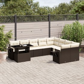 Set de sofás de jardín 10 pzas y cojines ratán sintético marrón de , Conjuntos de jardín - Ref: Foro24-3268143, Precio: 675,8...