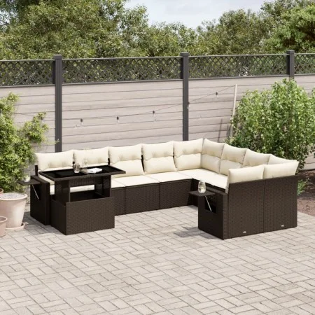 Set de sofás de jardín 10 pzas y cojines ratán sintético marrón by , Garden sets - Ref: Foro24-3268143, Price: 700,87 €, Disc...
