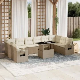 Set de sofás de jardín 11pzas con cojines ratán sintético beige by , Garden sets - Ref: Foro24-3268148, Price: 769,29 €, Disc...