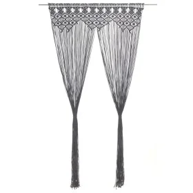 Anthrazitgrauer Makramee-Vorhang aus Baumwolle, 140 x 240 cm von vidaXL, Vorhänge und Gardinen - Ref: Foro24-323995, Preis: 4...