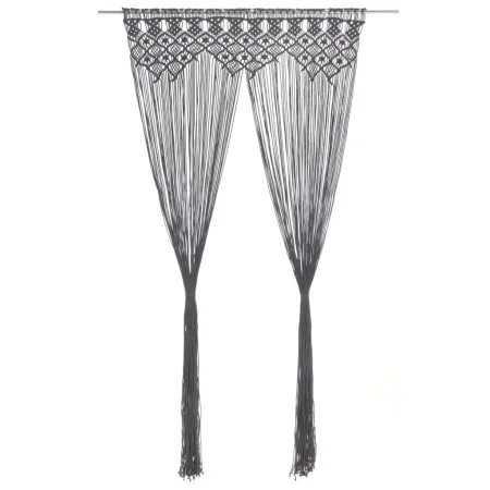 Anthrazitgrauer Makramee-Vorhang aus Baumwolle, 140 x 240 cm von vidaXL, Vorhänge und Gardinen - Ref: Foro24-323995, Preis: 4...