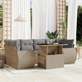 Set sofás de jardín 7 piezas y cojines ratán sintético beige by , Garden sets - Ref: Foro24-3268389, Price: 509,86 €, Discoun...