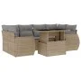 Set sofás de jardín 7 piezas y cojines ratán sintético beige by , Garden sets - Ref: Foro24-3268389, Price: 509,86 €, Discoun...