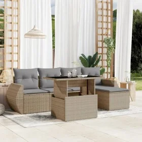 Gartensofa-Set mit 6-teiligen Kissen aus synthetischem Rattan in Beige. von , Gartensets - Ref: Foro24-3268499, Preis: 421,93...
