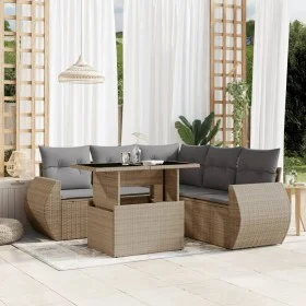 Gartensofa-Set mit 6-teiligen Kissen aus synthetischem Rattan in Beige. von , Gartensets - Ref: Foro24-3268529, Preis: 455,72...