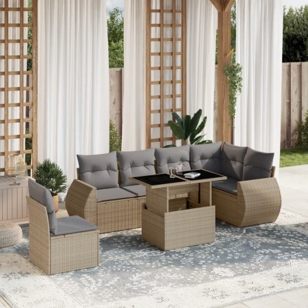 Set sofás de jardín 7 piezas y cojines ratán sintético beige by , Garden sets - Ref: Foro24-3268569, Price: 500,76 €, Discoun...