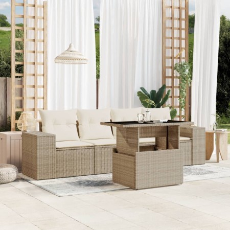 Gartensofa-Set mit 5-teiligen Kissen aus synthetischem Rattan in Beige. von , Gartensets - Ref: Foro24-3268988, Preis: 383,47...
