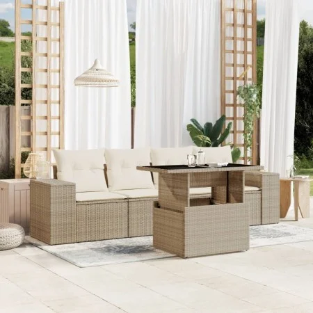 Juego de sofás jardín con cojines 5 pzas ratán sintético beige by , Garden sets - Ref: Foro24-3268988, Price: 398,95 €, Disco...