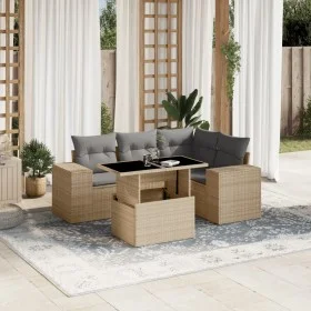 Juego de sofás jardín con cojines 5 pzas ratán sintético beige by , Garden sets - Ref: Foro24-3269139, Price: 401,22 €, Disco...