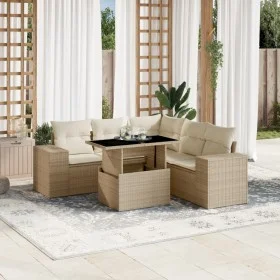 Gartensofa-Set mit 6-teiligen Kissen aus synthetischem Rattan in Beige. von , Gartensets - Ref: Foro24-3269158, Preis: 492,46...