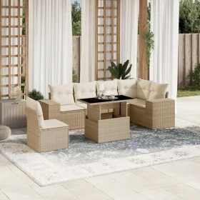 Set sofás de jardín 7 piezas y cojines ratán sintético beige by , Garden sets - Ref: Foro24-3269198, Price: 536,18 €, Discoun...