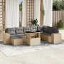 Set de sofás de jardín 9 pzas con cojines ratán sintético beige by , Garden sets - Ref: Foro24-3269359, Price: 613,52 €, Disc...