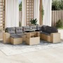 Set de sofás de jardín 9 pzas con cojines ratán sintético beige by , Garden sets - Ref: Foro24-3269359, Price: 572,79 €, Disc...