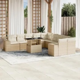 Gartensofa-Set 11-teilig mit Kissen aus synthetischem Rattan in Beige. von , Gartensets - Ref: Foro24-3269428, Preis: 779,18 ...