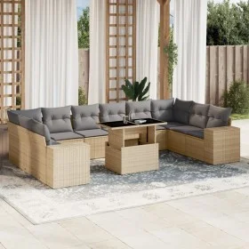 Set de sofás de jardín 11pzas con cojines ratán sintético beige by , Garden sets - Ref: Foro24-3269409, Price: 738,98 €, Disc...