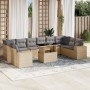 Gartensofa-Set 11-teilig mit Kissen aus synthetischem Rattan in Beige. von , Gartensets - Ref: Foro24-3269409, Preis: 712,85 ...