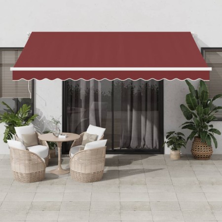 Manuelle ausfahrbare Markise mit LED-Lichtern in Bordeauxrot, 400x350 cm. von , Markisen - Ref: Foro24-3214983, Preis: 395,89...