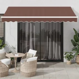 Toldo retráctil automático con luces LED marrón 350x250 cm by , Awnings - Ref: Foro24-3215378, Price: 486,86 €, Discount: %