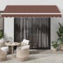 Toldo retráctil automático con luces LED marrón 350x250 cm de , Toldos - Ref: Foro24-3215378, Precio: 499,13 €, Descuento: %