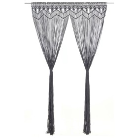 Anthrazitgrauer Vorhang aus Baumwolle Makramee 140x240 cm von vidaXL, Vorhänge und Gardinen - Ref: Foro24-323994, Preis: 42,8...