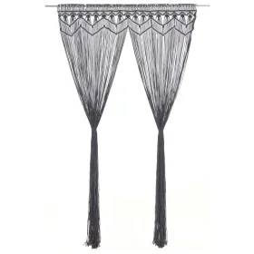Anthrazitgrauer Vorhang aus Baumwolle Makramee 140x240 cm von vidaXL, Vorhänge und Gardinen - Ref: Foro24-323994, Preis: 42,1...
