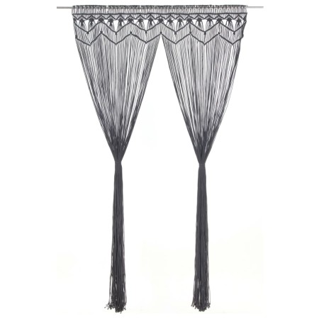 Anthrazitgrauer Vorhang aus Baumwolle Makramee 140x240 cm von vidaXL, Vorhänge und Gardinen - Ref: Foro24-323994, Preis: 42,8...